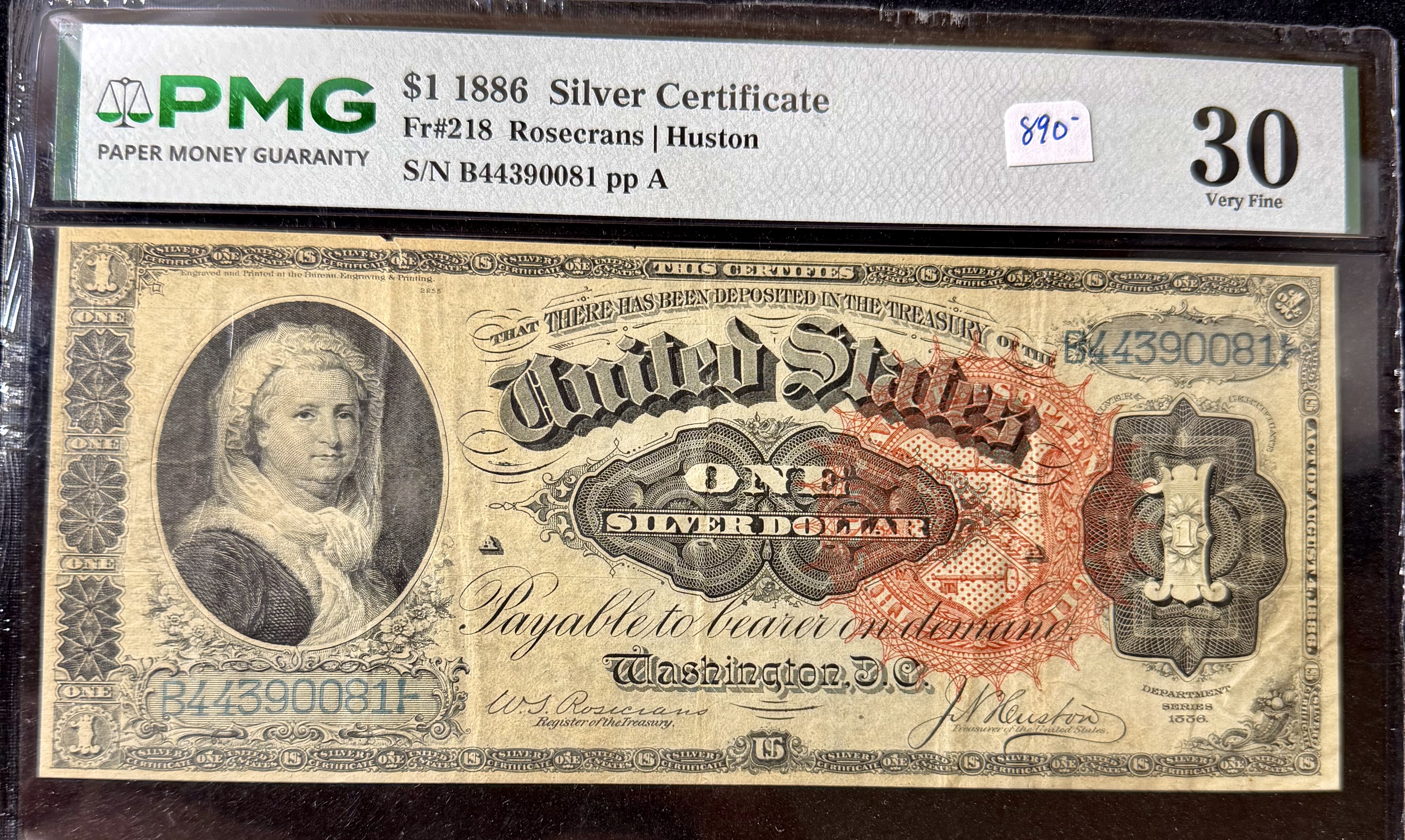 1886 $1 Silver Cert Martha Washington 