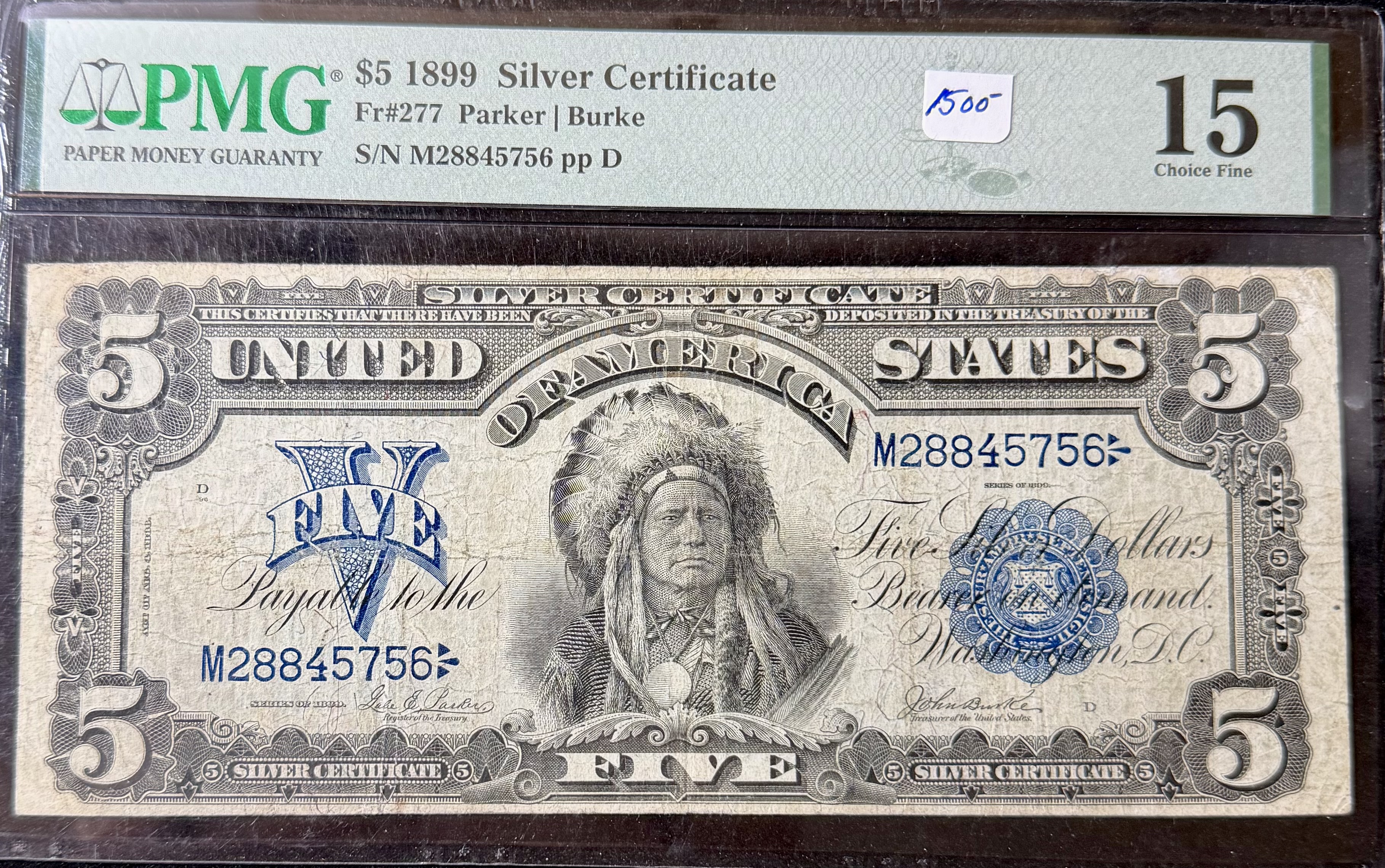 1899 Silver Cert $5 Cheif