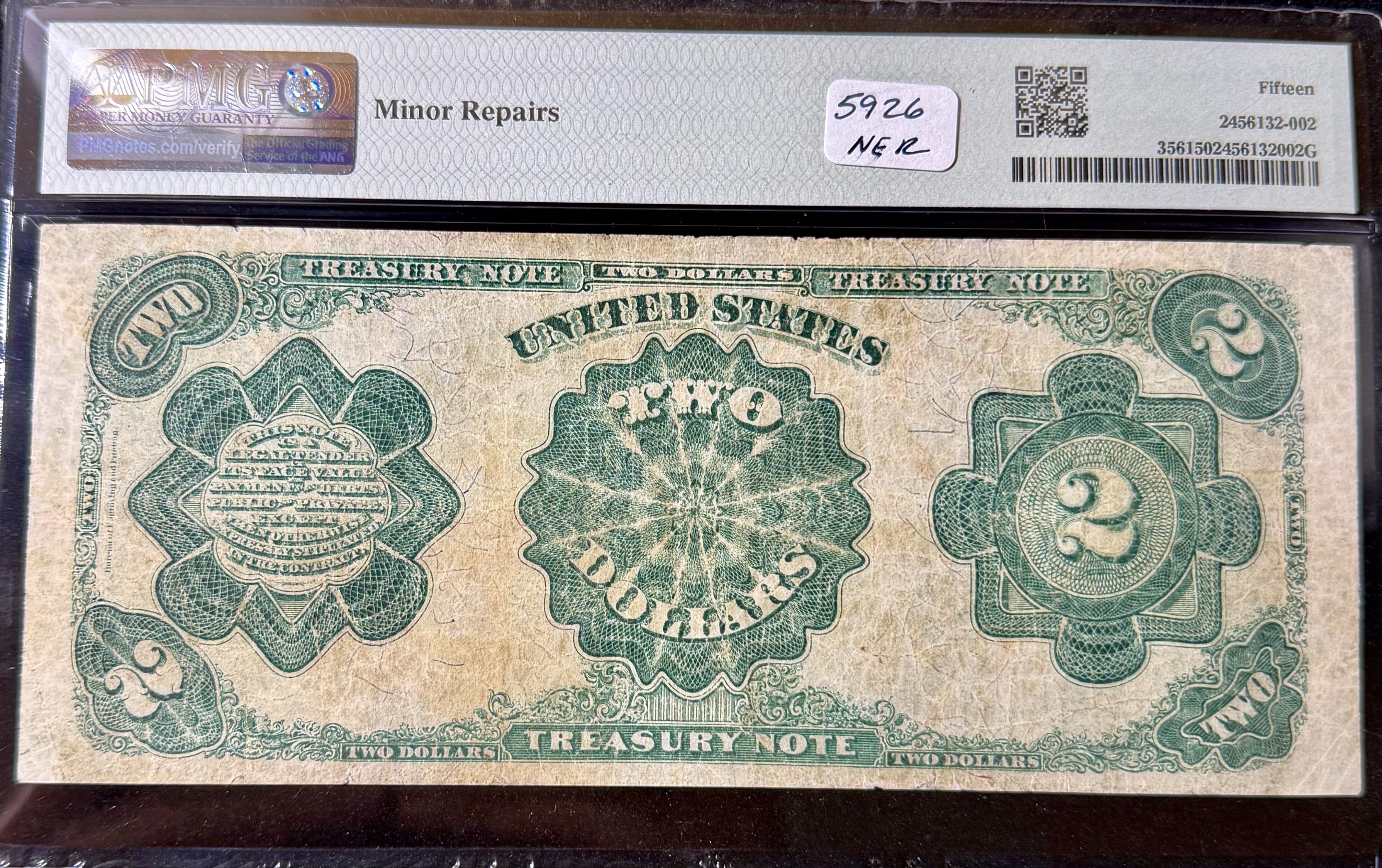 1891 $2 Treasury Note view 2