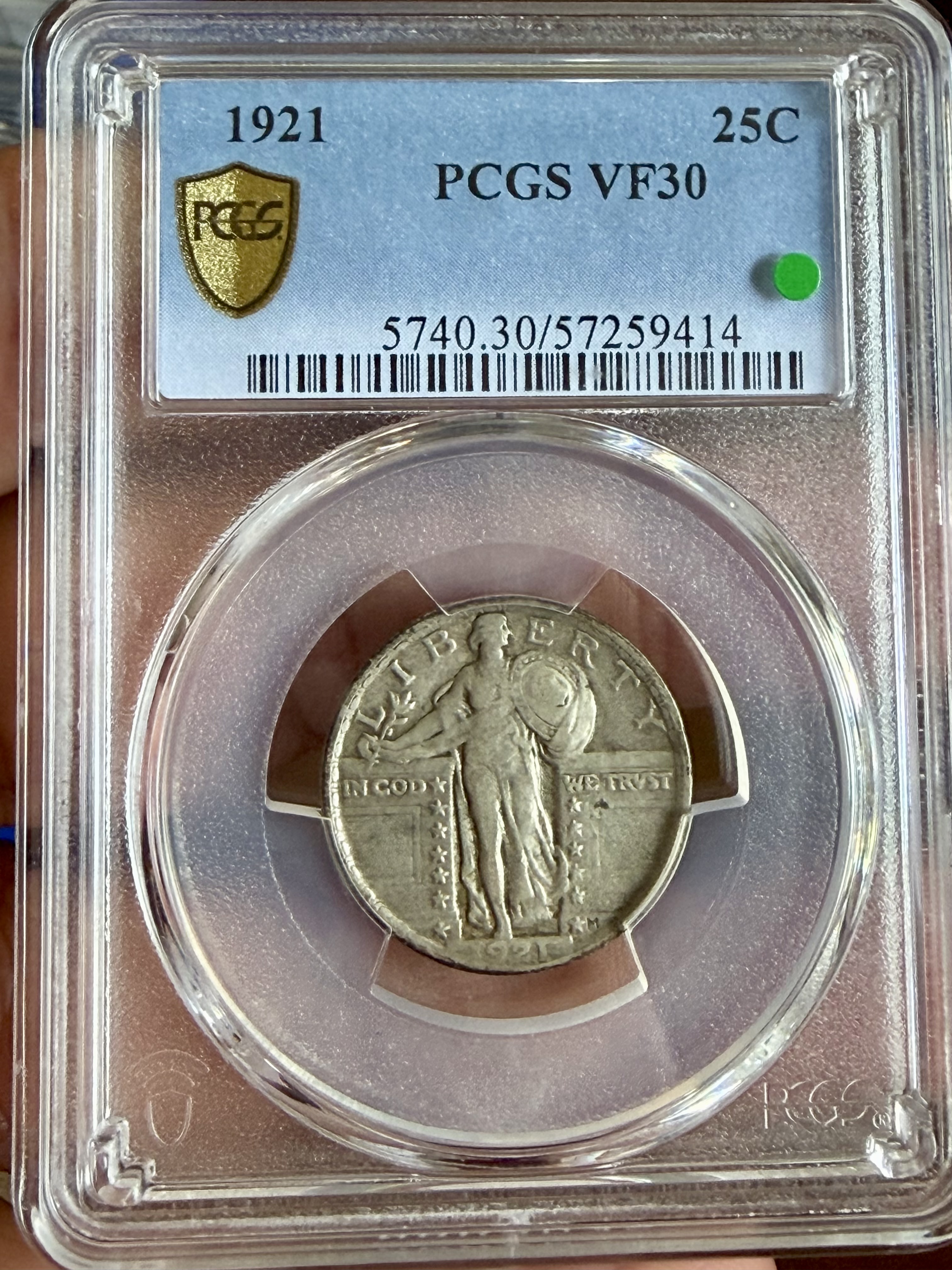 1921 STANDING LIB QUARTER 