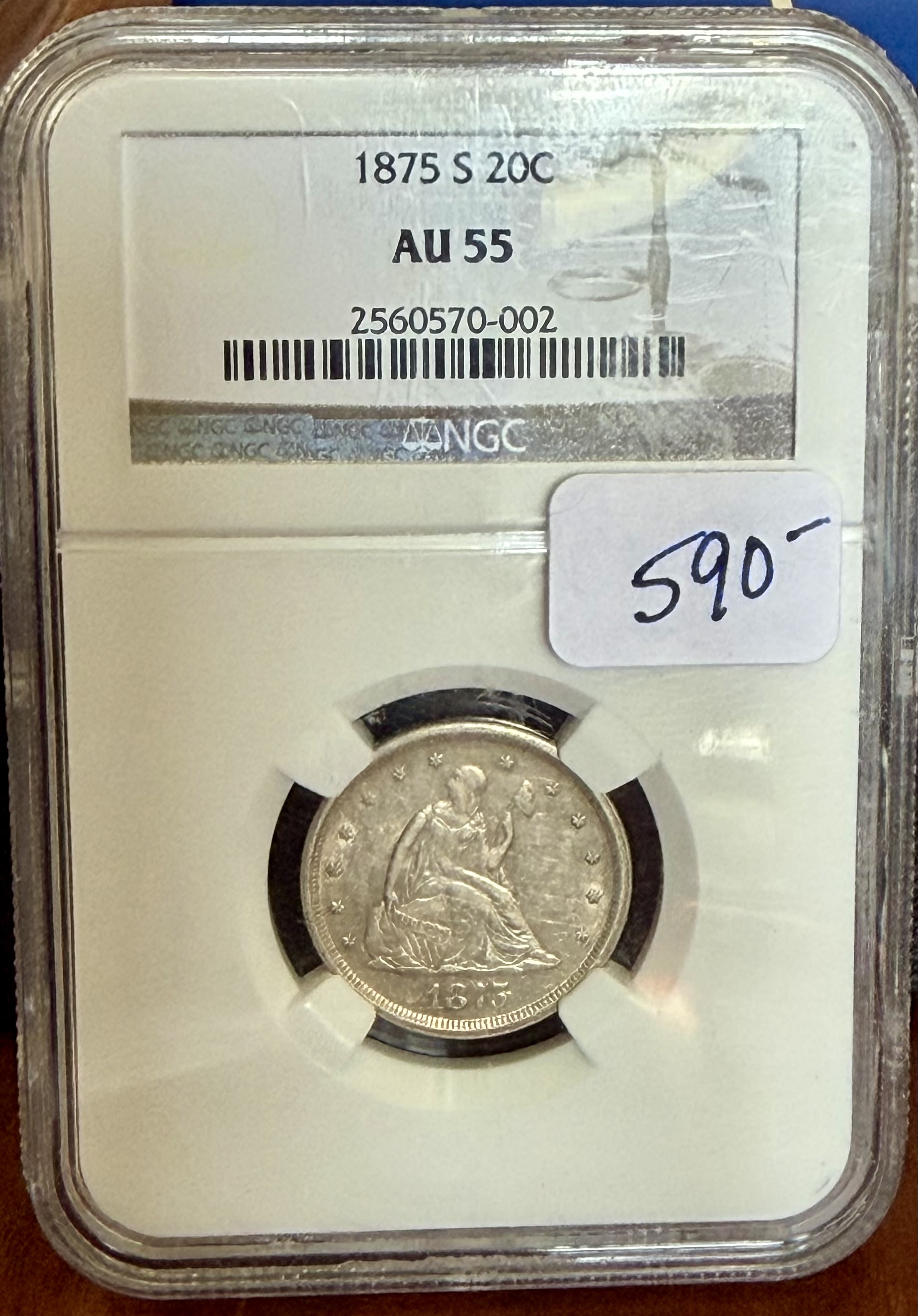 1875 S 20 cent piece 