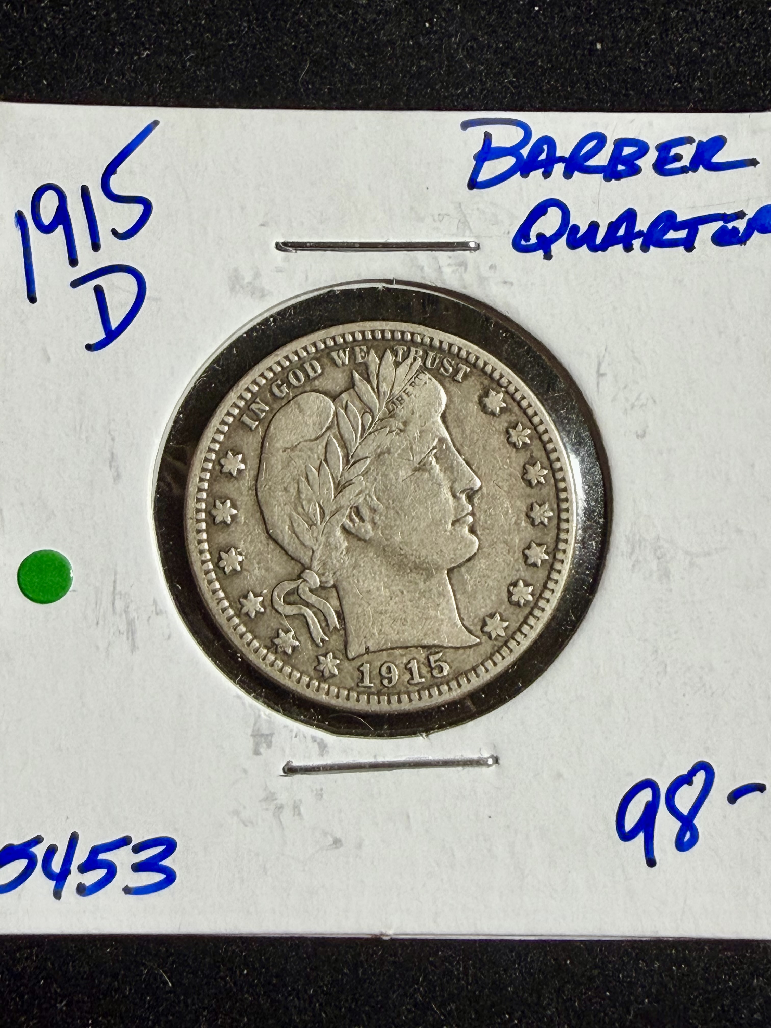 1915 D Barber Quarter view 3