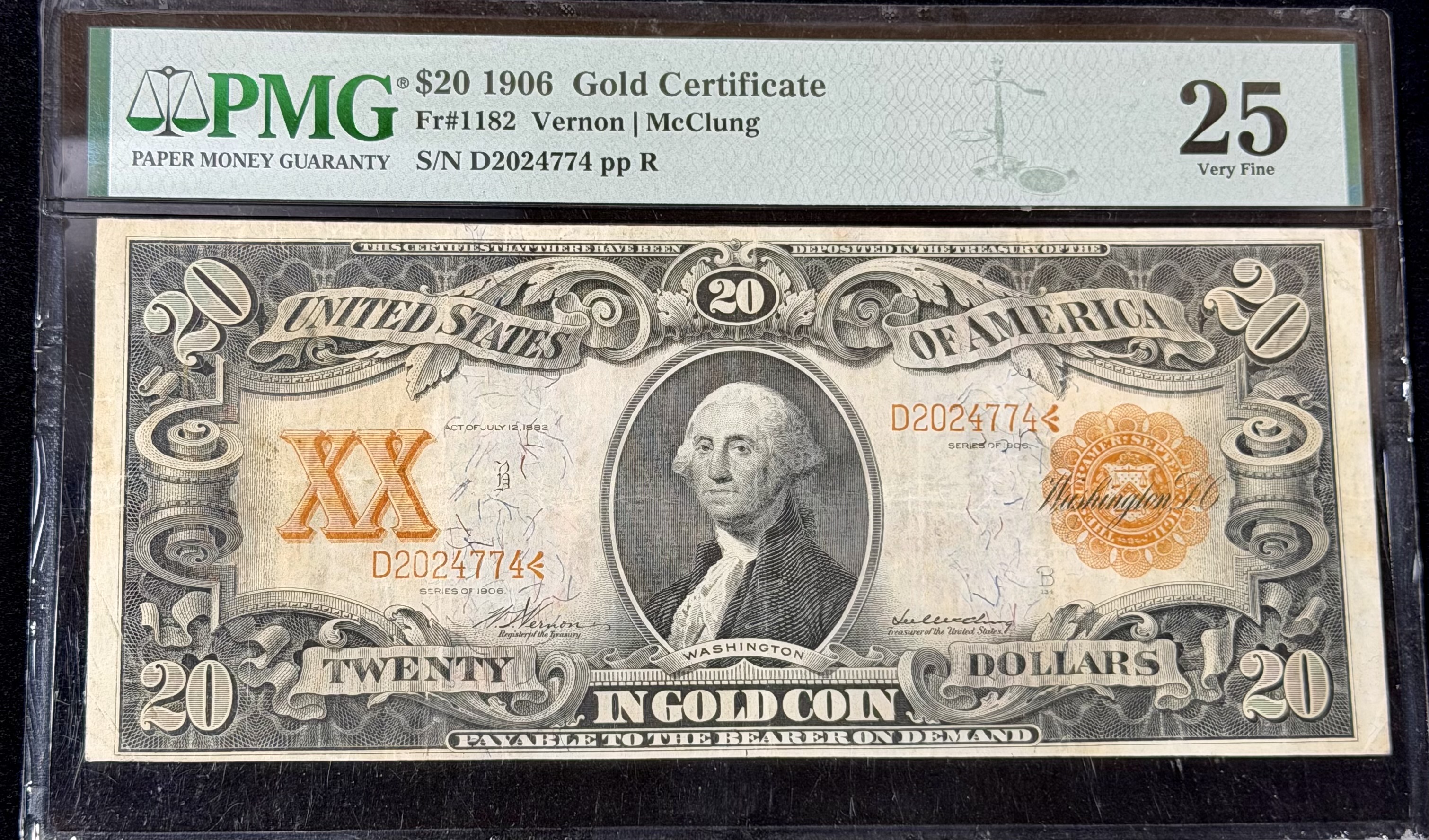 1906 20$ GOLD CERTIFICATE 