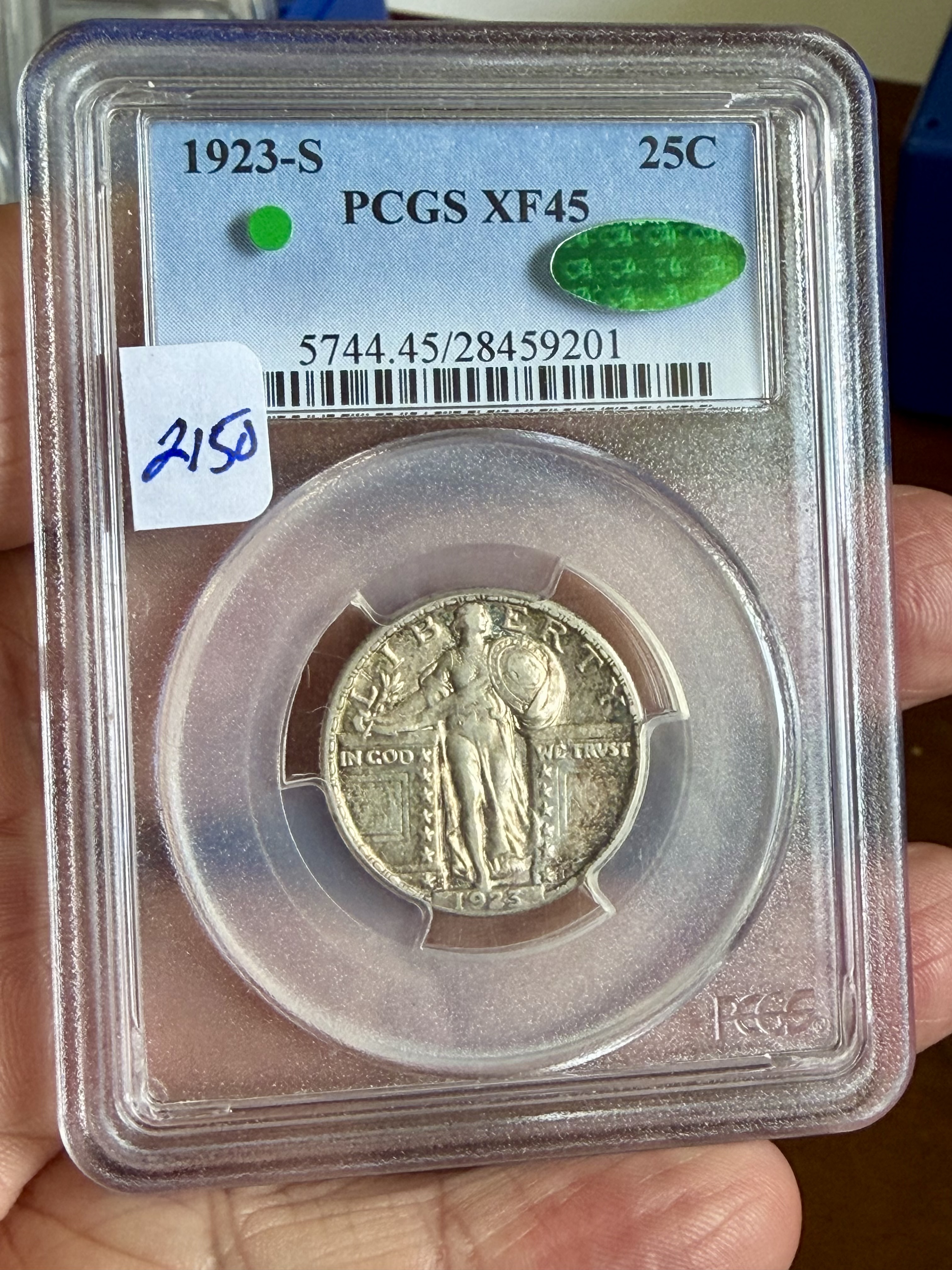 1923 S STANDING LIB QUARTER 