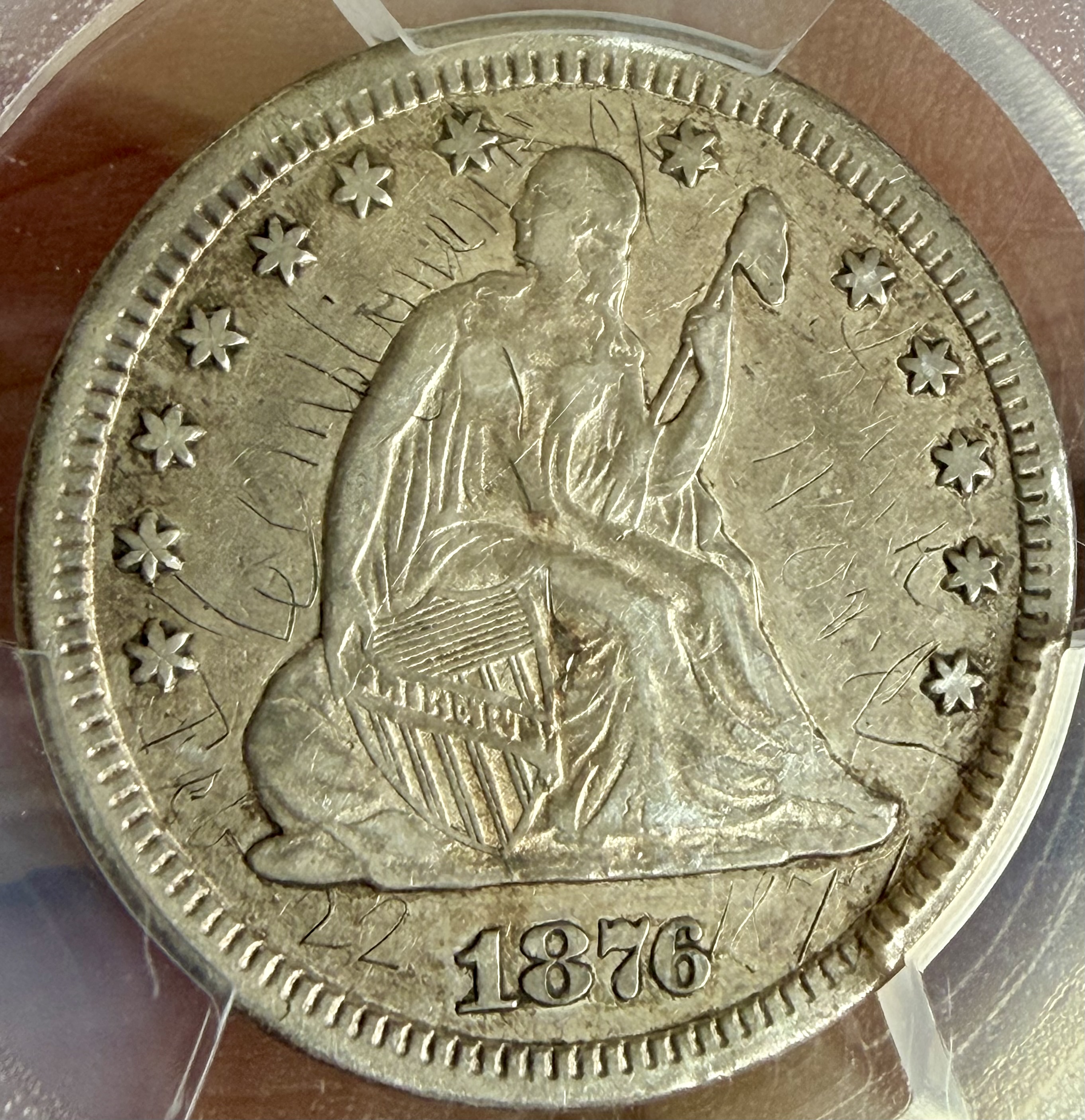 1876 CC SEATED QUARTER view 2