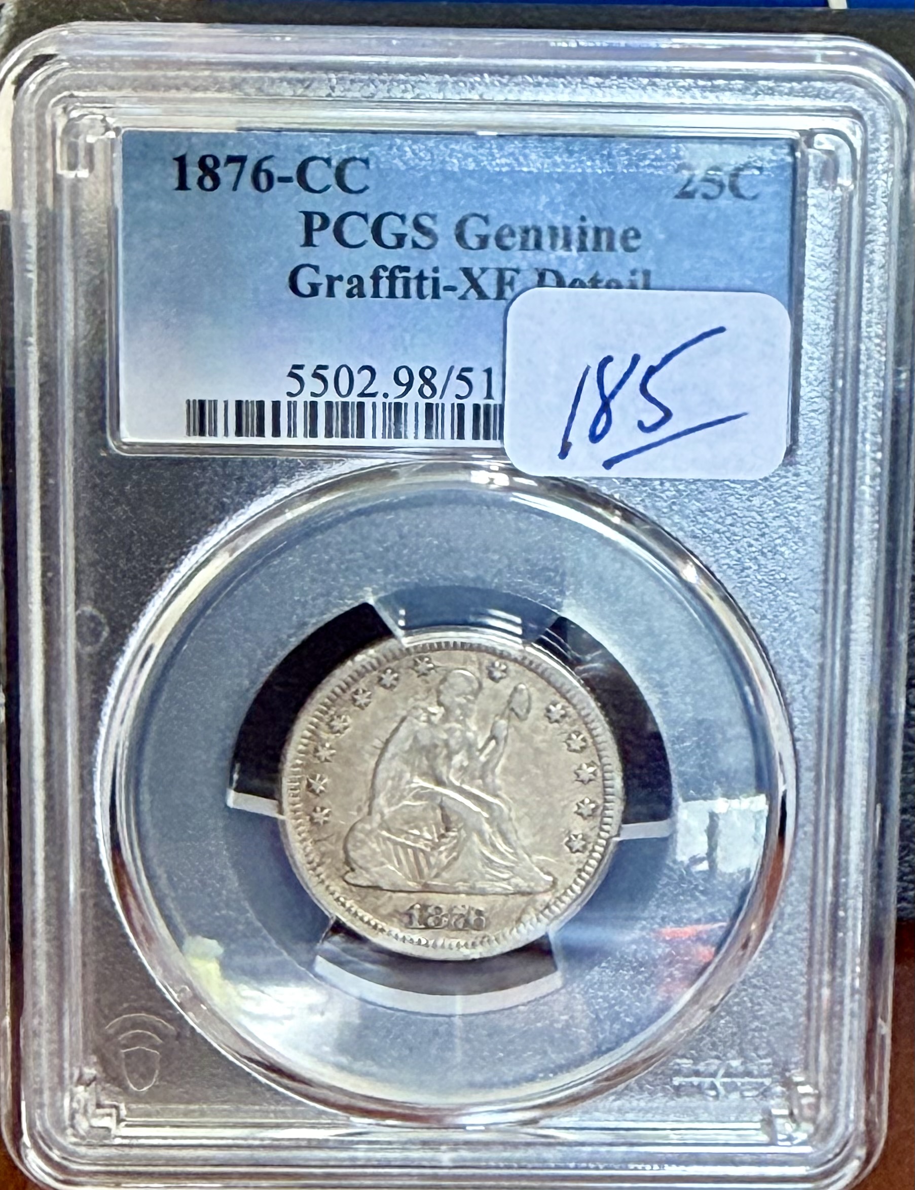 1876 CC SEATED QUARTER