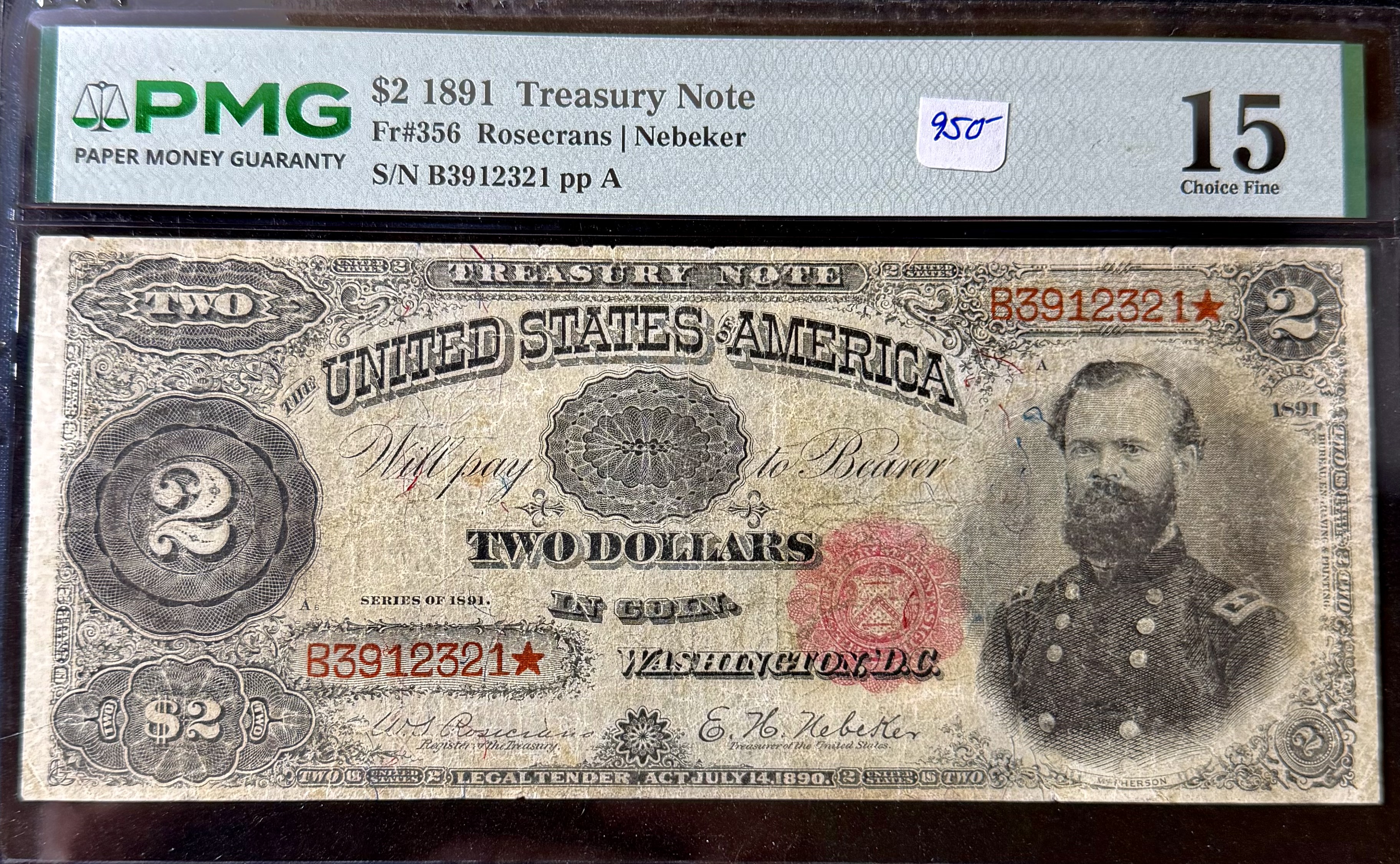 1891 $2 Treasury Note